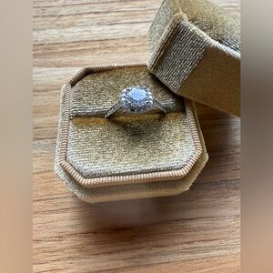 Size 9 cubic zirconia in square pave setting 925 sterling silver